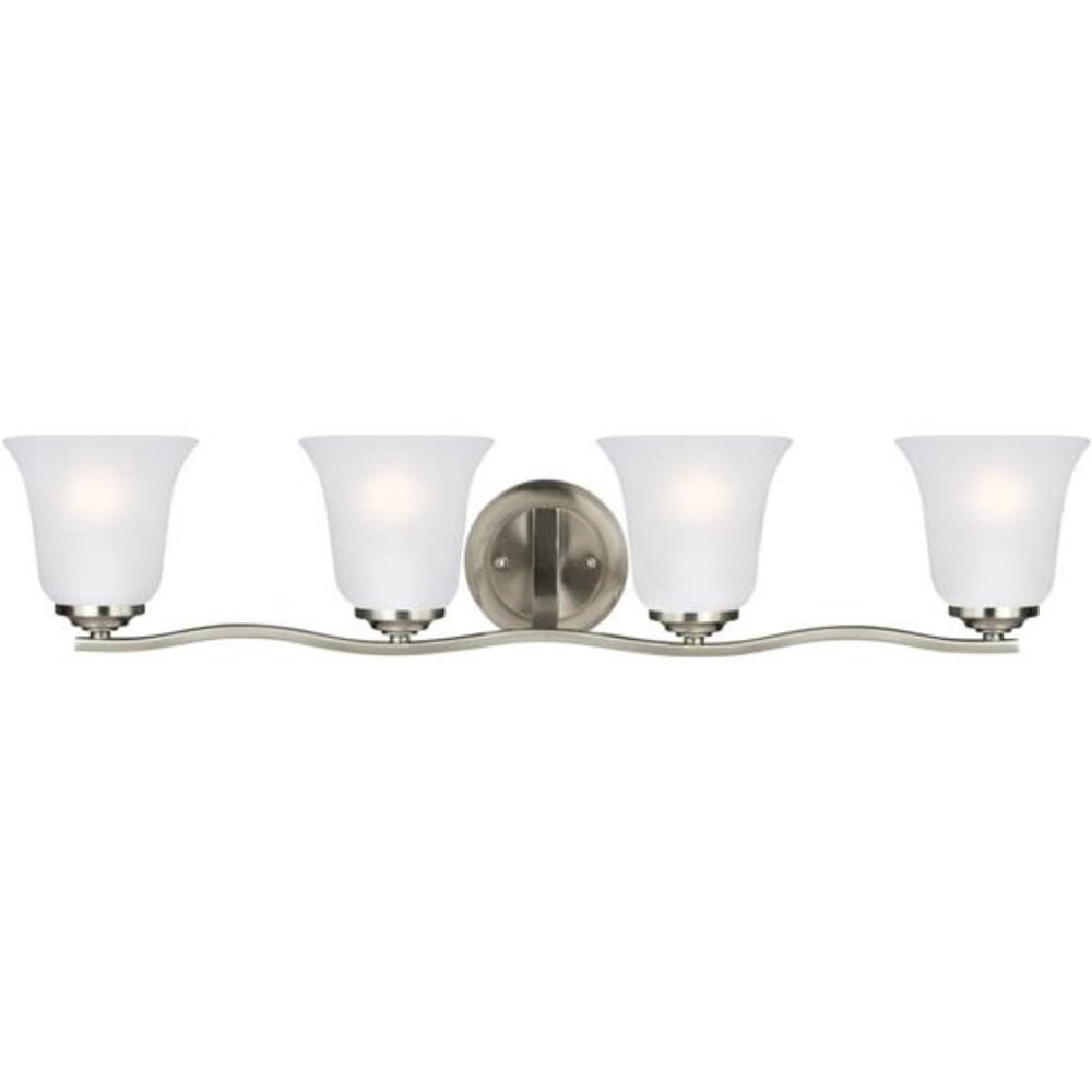 Sea Gull Generation Lighting 4439004-962 Four Light Wall/Bath,Brushed Nickel, 32